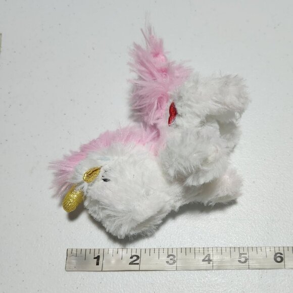 Unicorn 5 inch Plush Pink Red Heart White Mini Toy Small Fantasy Stuffed Animal - Picture 5 of 5